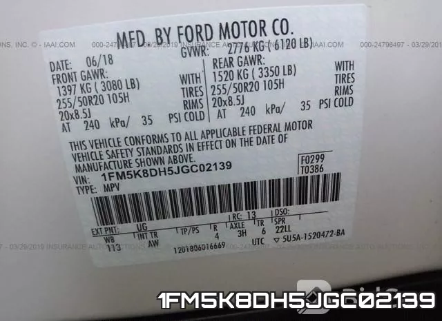 1FM5K8DH5JGC02139 фото 10
