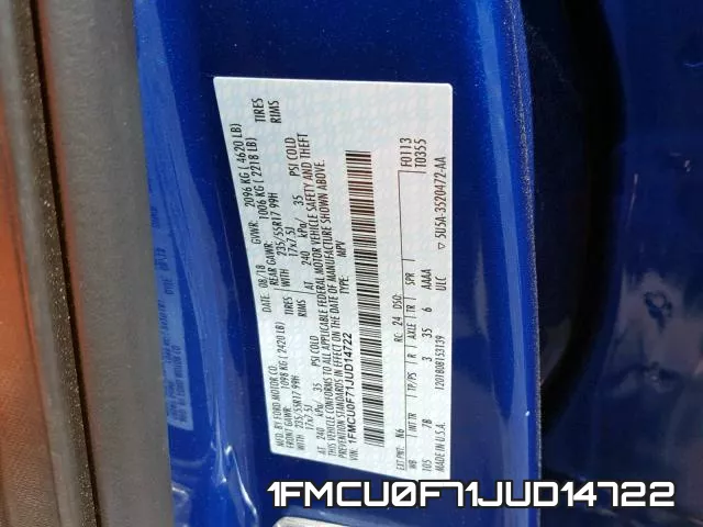 1FMCU0F71JUD14722 фото 2