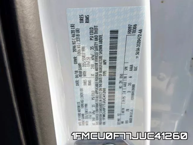 1FMCU0F77JUC41260 фото 2