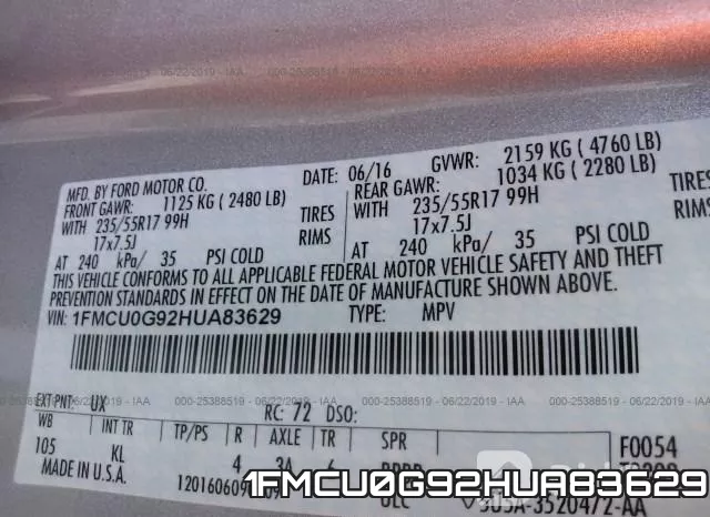 1FMCU0G92HUA83629 фото 10