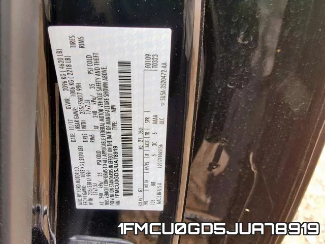 1FMCU0GD5JUA78919 фото 2