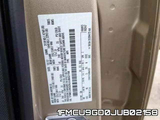 1FMCU9GD0JUB02158 фото 2