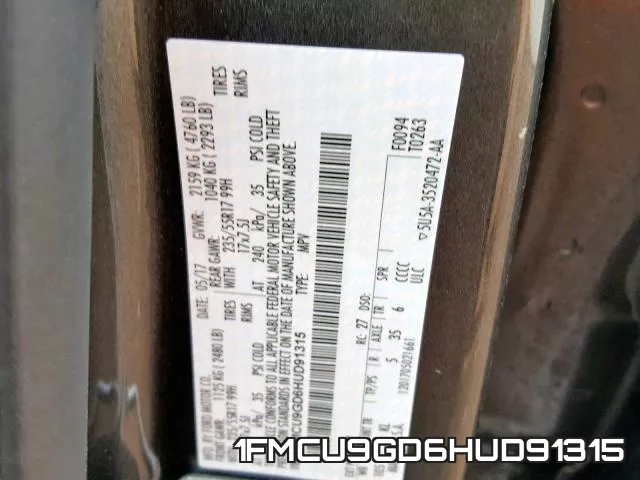 1FMCU9GD6HUD91315 фото 2