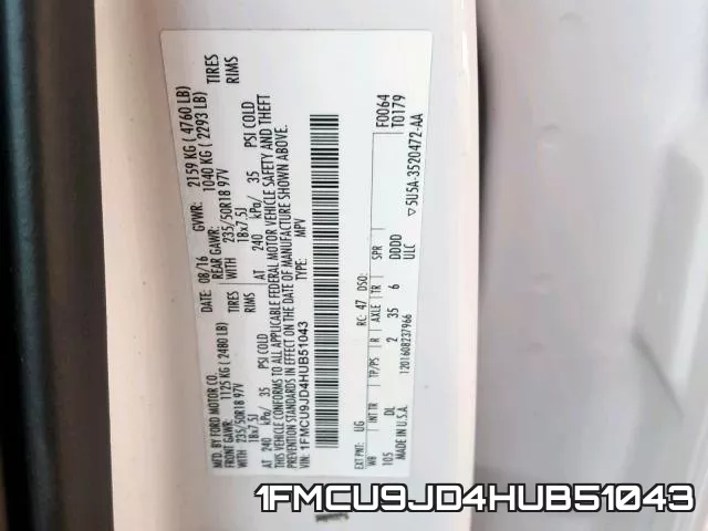1FMCU9JD4HUB51043 фото 2