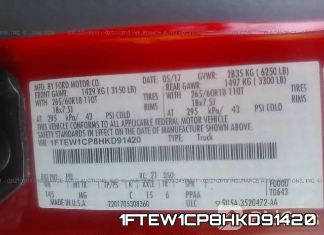 1FTEW1CP8HKD91420 фото 10
