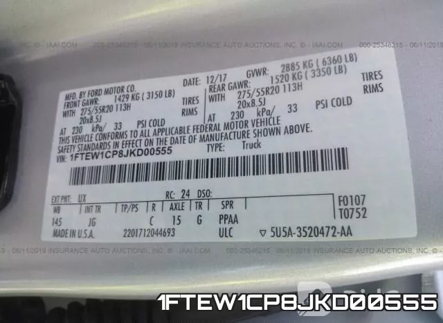 1FTEW1CP8JKD00555 фото 10