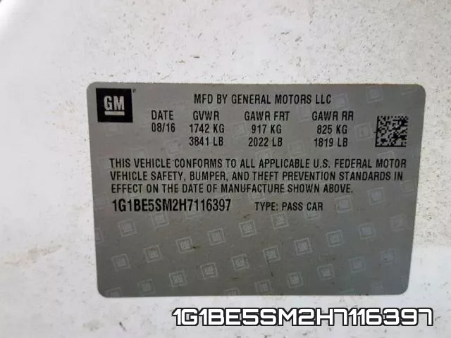 1G1BE5SM2H7116397 фото 2