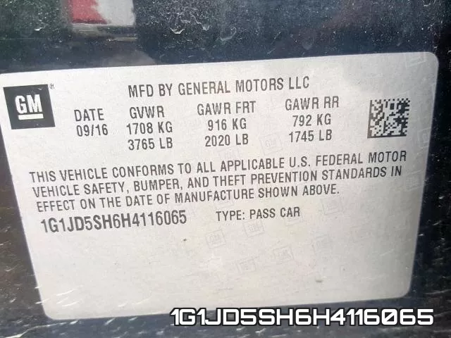 1G1JD5SH6H4116065 фото 2