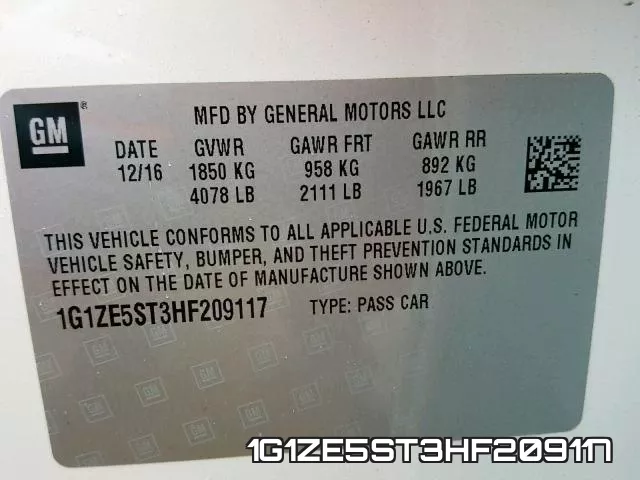 1G1ZE5ST3HF209117 фото 2