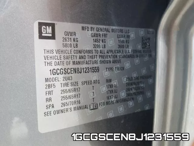 1GCGSCEN8J1231559 фото 2