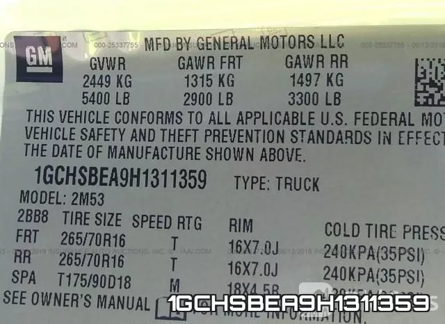 1GCHSBEA9H1311359 фото 10