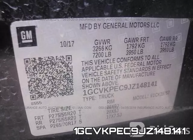 1GCVKPEC9JZ148141 фото 10