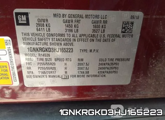 1GNKRGKD3HJ165223 фото 10