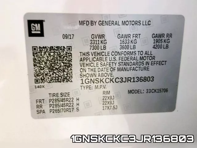 1GNSKCKC3JR136803 фото 2