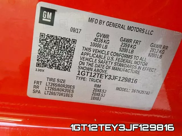 1GT12TEY3JF129816 фото 2