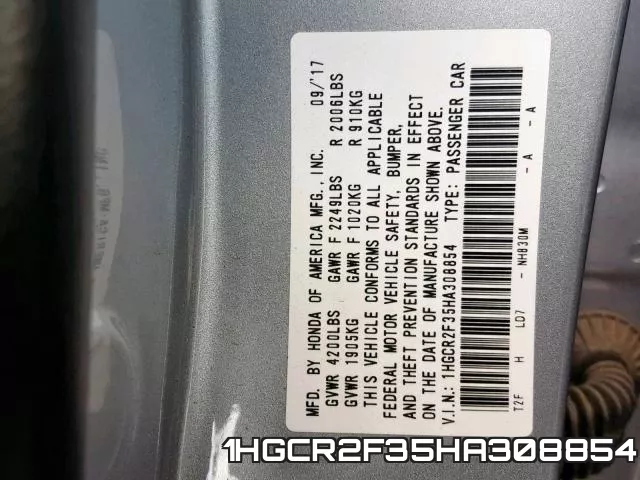 1HGCR2F35HA308854 фото 2