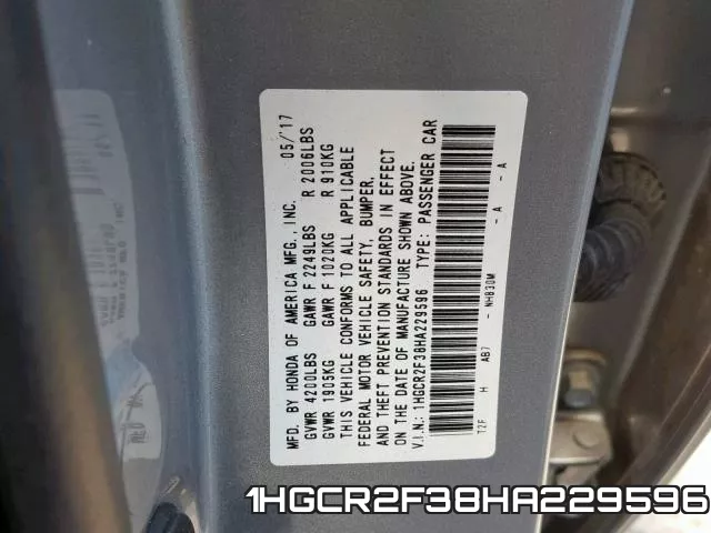1HGCR2F38HA229596 фото 2