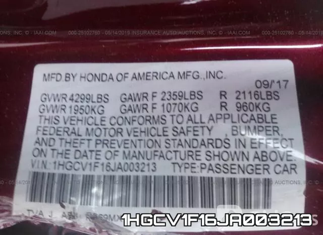 1HGCV1F16JA003213 фото 10