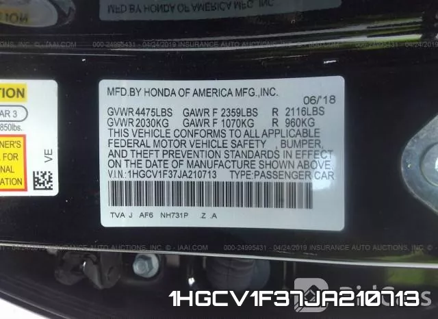 1HGCV1F37JA210713 фото 10