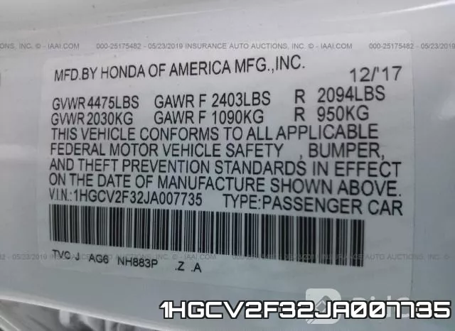 1HGCV2F32JA007735 фото 10