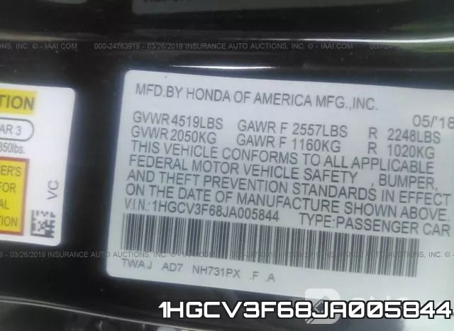 1HGCV3F68JA005844 фото 10