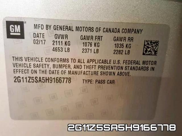 2G11Z5SA5H9166778 фото 2