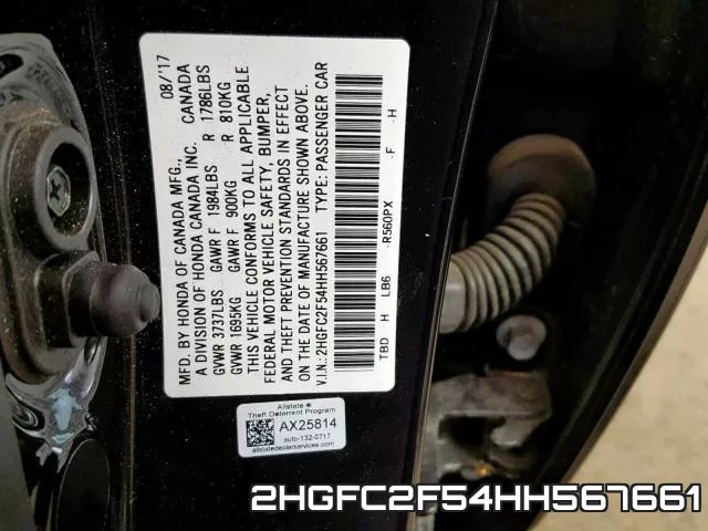 2HGFC2F54HH567661 фото 2