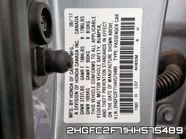 2HGFC2F71HH575489 фото 2