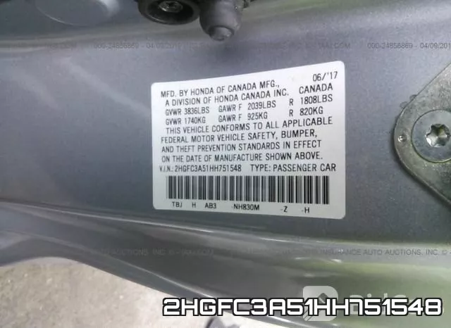 2HGFC3A51HH751548 фото 10