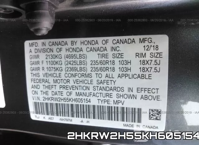 2HKRW2H55KH605154 фото 10