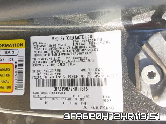 3FA6P0H72HR113151 фото 2