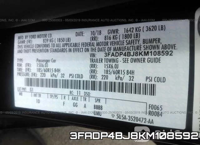 3FADP4BJ8KM108592 фото 10