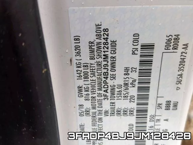 3FADP4BJ9JM128428 фото 2