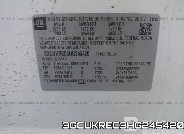 3GCUKREC3HG245420 фото 9