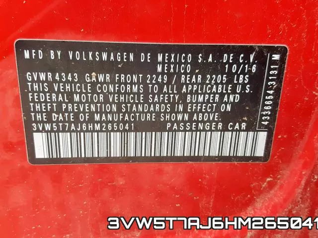 3VW5T7AJ6HM265041 фото 2