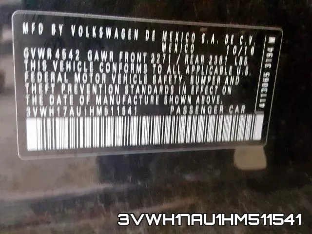 3VWH17AU1HM511541 фото 2