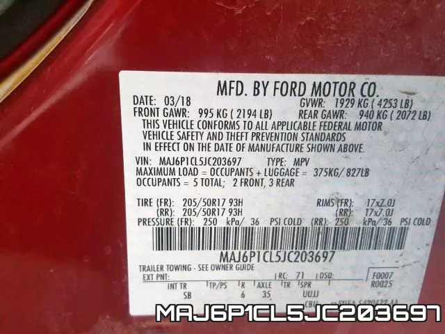 MAJ6P1CL5JC203697 фото 2
