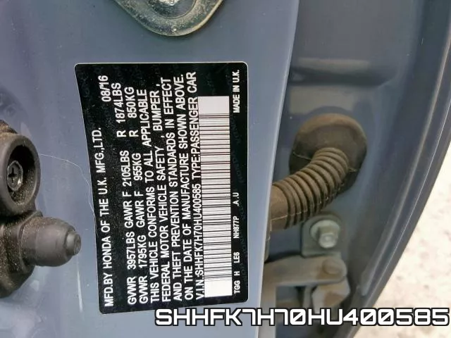 SHHFK7H70HU400585 фото 2
