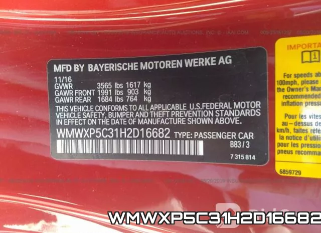 WMWXP5C31H2D16682 фото 10