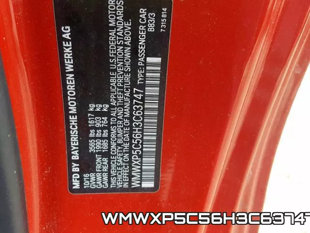 WMWXP5C56H3C63747 фото 2