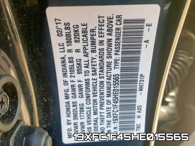 19XFC1F45HE015565 фото 2