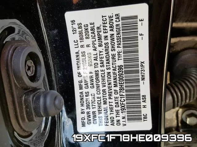 19XFC1F78HE009396 фото 2