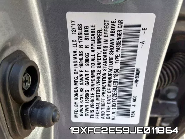 19XFC2E59JE011864 фото 2