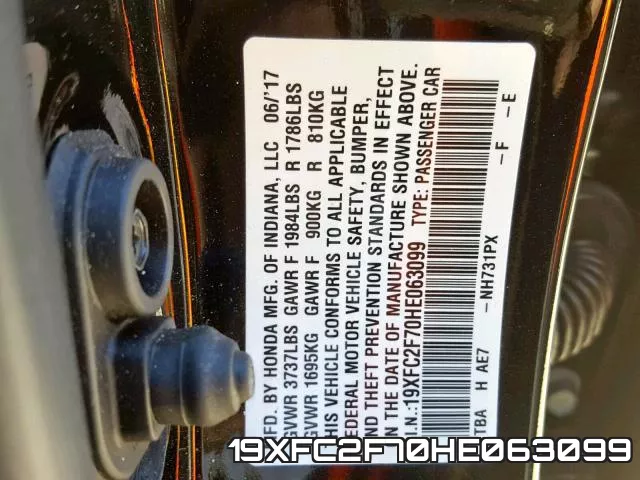 19XFC2F70HE063099 фото 2