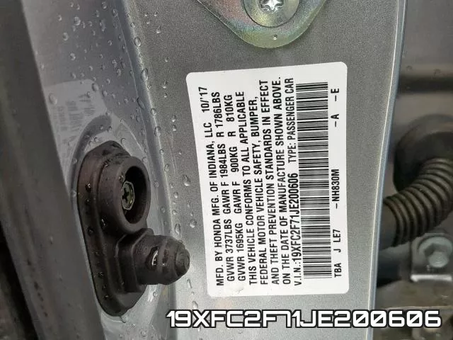 19XFC2F71JE200606 фото 2