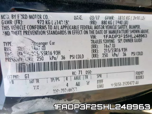 1FADP3F25HL248963 фото 2