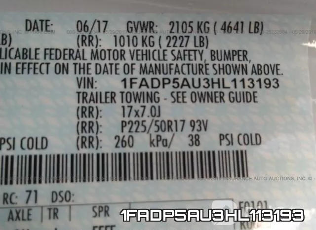 1FADP5AU3HL113193 фото 10