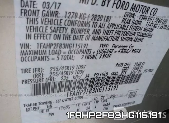 1FAHP2F83HG115191 фото 10