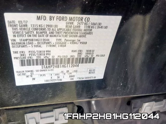 1FAHP2H81HG112044 фото 2
