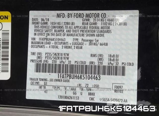 1FATP8UH6K5104463 фото 10